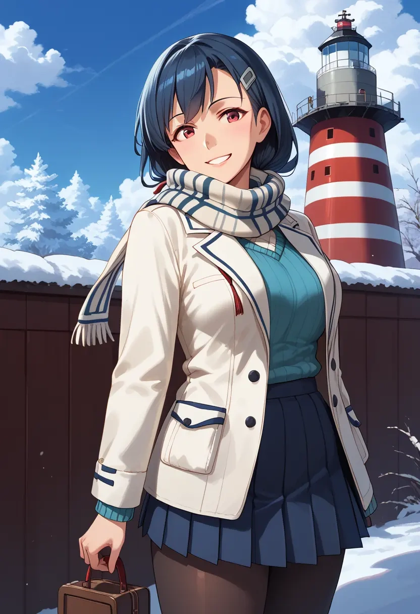 kantai_collection,yahagi_(kancolle),winter,student uniform,puffer jacket  - 