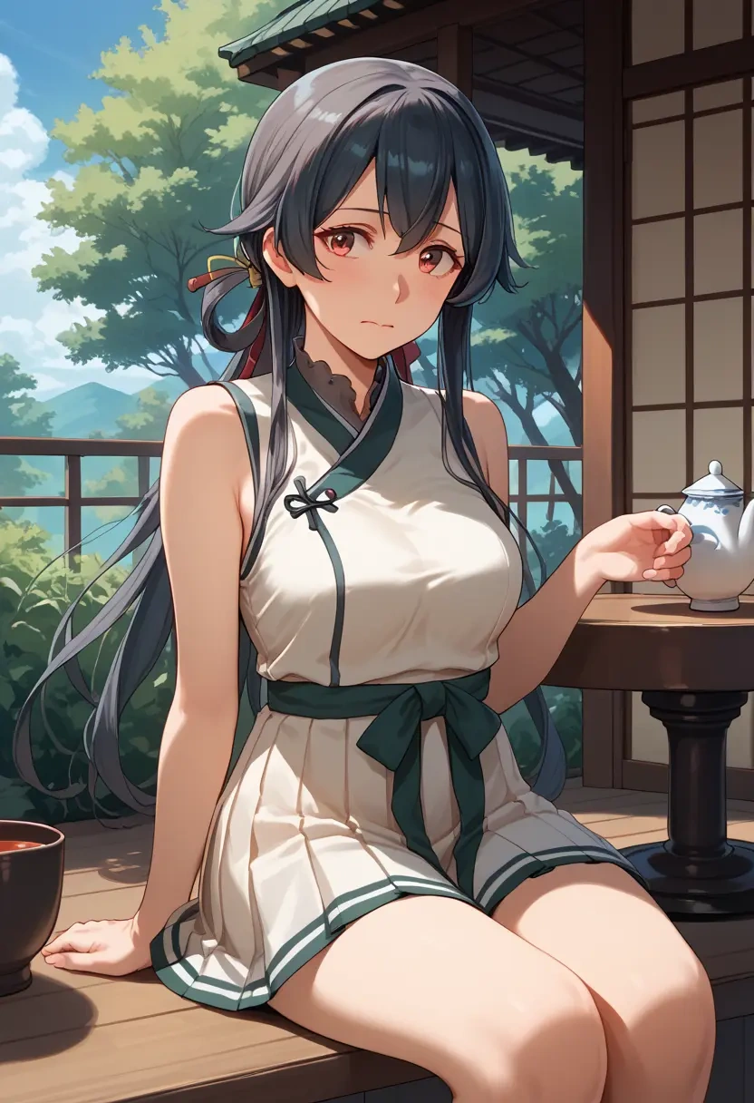 kantai_collection,yahagi_(kancolle),tennis dress,visor,trainers  - 