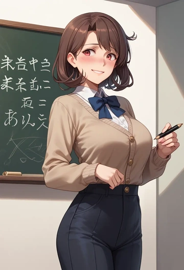 kantai_collection,yahagi_(kancolle),teacher, sweater  - AI generated anime art