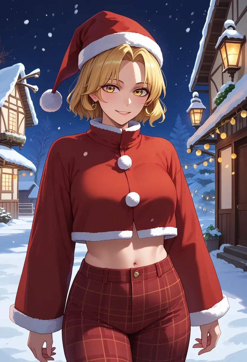 touhou,yakumo_ran,Christmas,plaid trousers  - 