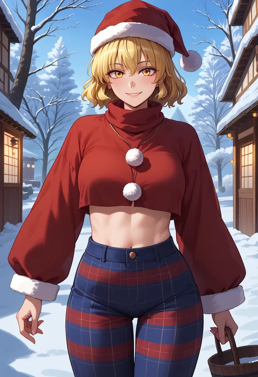 touhou,yakumo_ran,Christmas,plaid trousers  - 