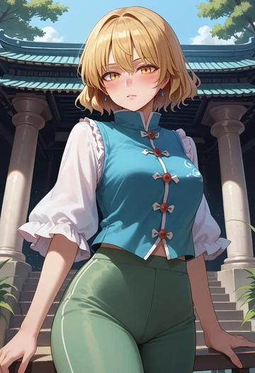 touhou,yakumo_ran,vest,quilted,jogger pants  - AI generated anime art