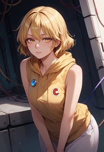 touhou,yakumo_ran,sleeveless hoodie,biker shorts  - AI generated anime art