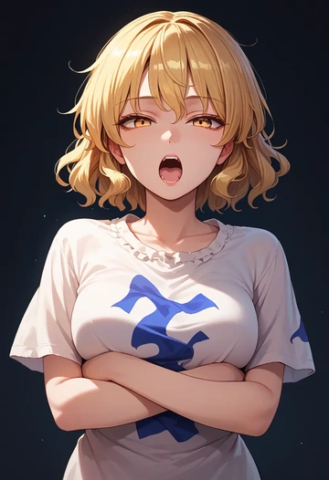 touhou,yakumo_ran,handwritten script shirt,dolphin shorts  - AI generated anime art