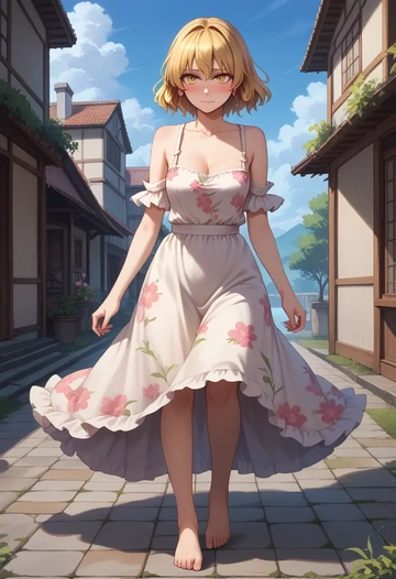 touhou,yakumo_ran,silk slip dress,floral prints  - AI generated anime art