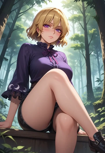 touhou,yakumo_yukari,leather,shorts  - AI generated anime art