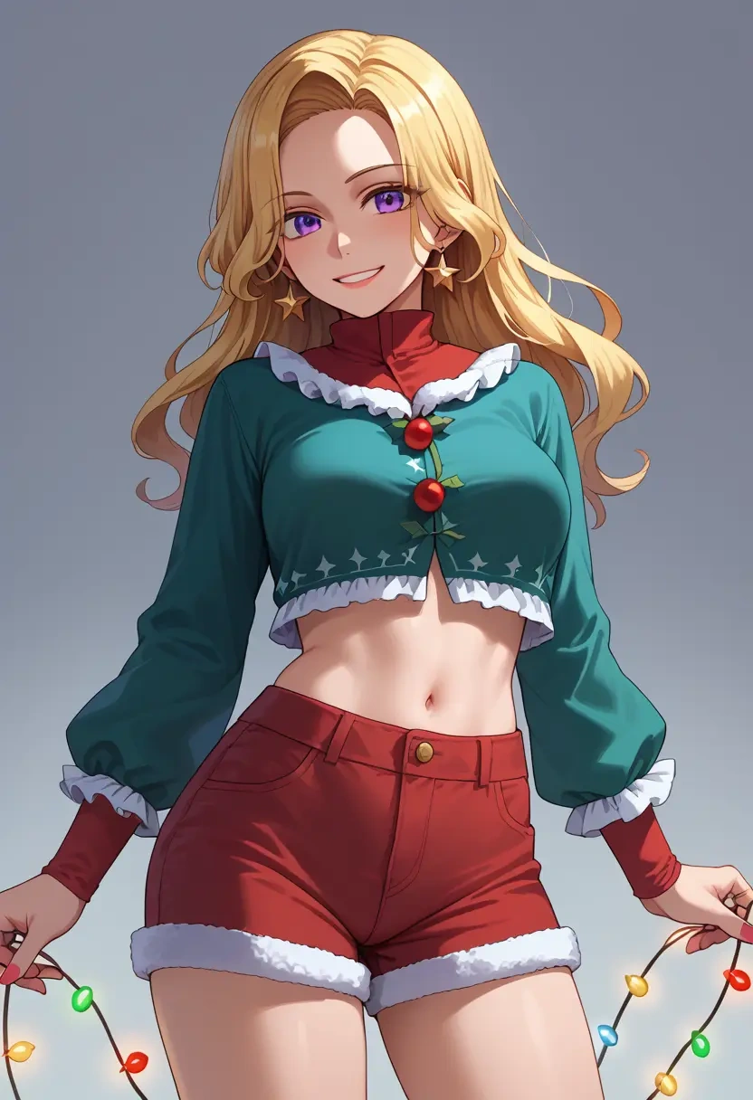 touhou,yakumo_yukari,Christmas,red velvet shorts  - 