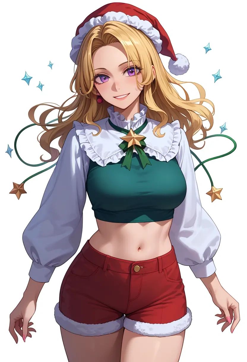 touhou,yakumo_yukari,Christmas,red velvet shorts  - 