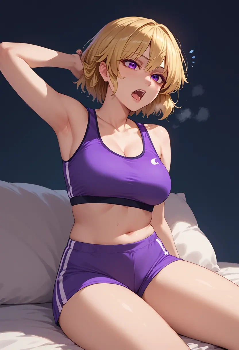 touhou,yakumo_yukari,sports bra,wide-leg joggers  - 