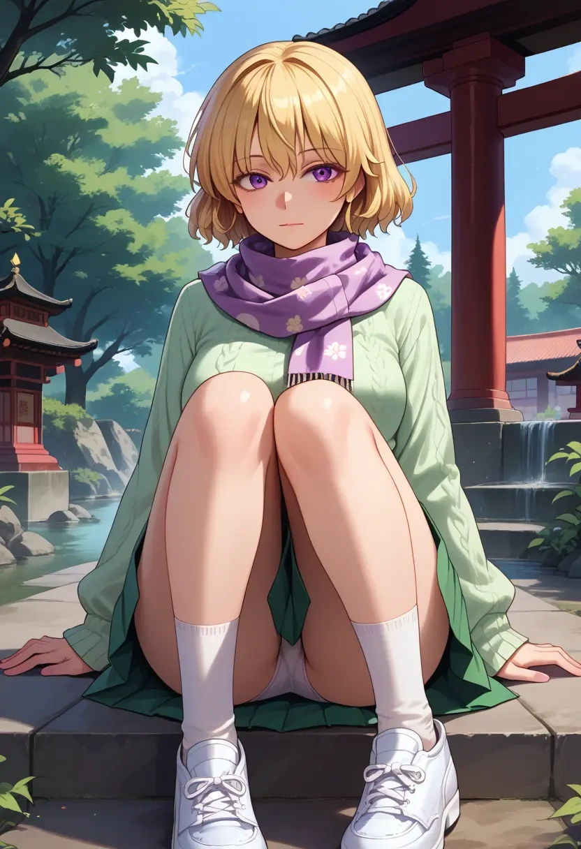 touhou,yakumo_yukari,spring,student uniform,knit sweater  - 