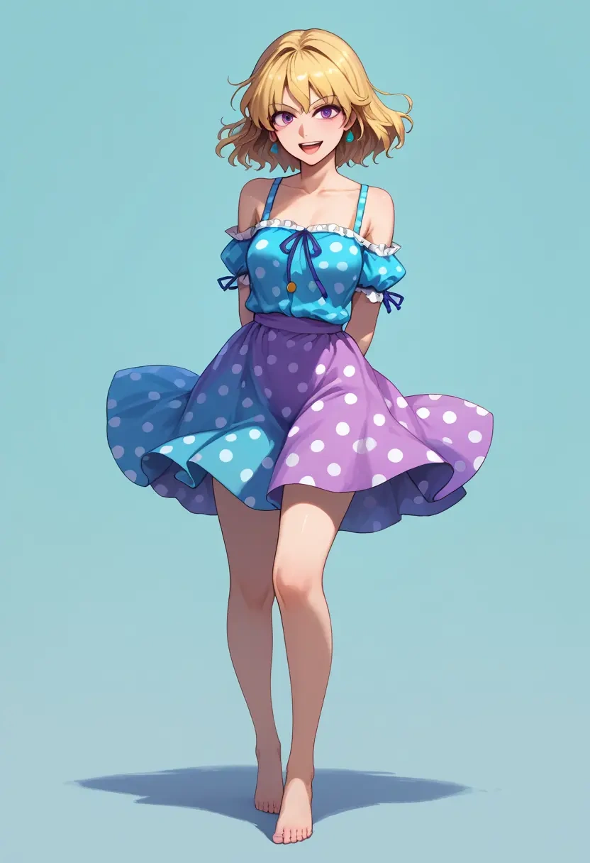 touhou,yakumo_yukari,silk slip dress,polka dots  - 