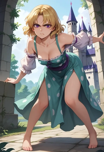 touhou,yakumo_yukari,silk slip dress,polka dots  - AI generated anime art