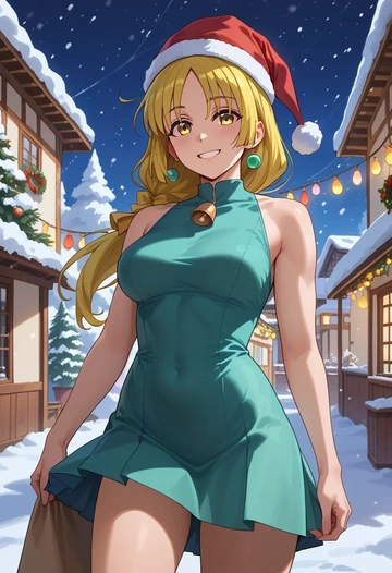 bocchi_the_rock,yamada_ryo,Christmas,dress  - AI generated anime art