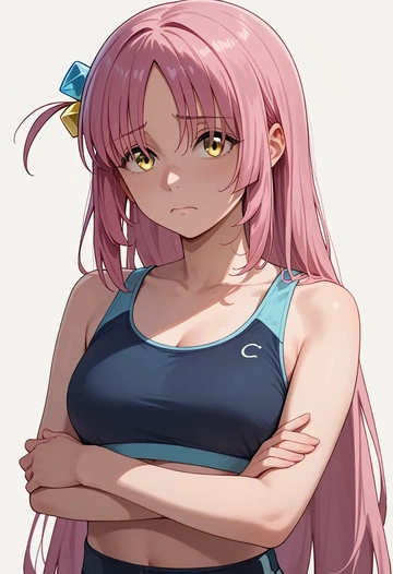 bocchi_the_rock,yamada_ryo,sports bra,high-waisted leggings  - AI generated anime art