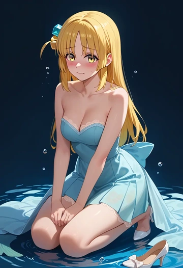 bocchi_the_rock,yamada_ryo,gown,strapless,mermaid silhouette  - AI generated anime art