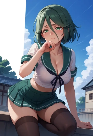 kantai_collection,yamakaze_(kancolle),mini skirt,stockings  - AI generated anime art