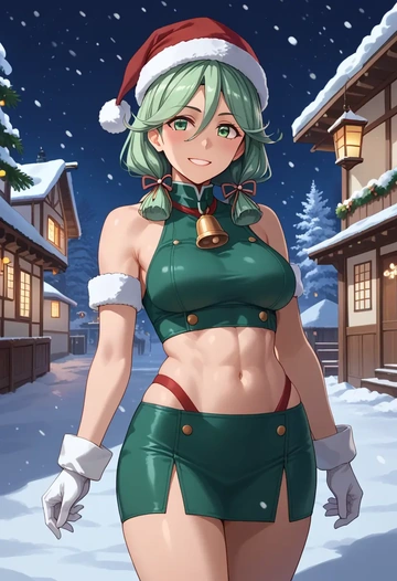 kantai_collection,yamakaze_(kancolle),Christmas,dress  - AI generated anime art