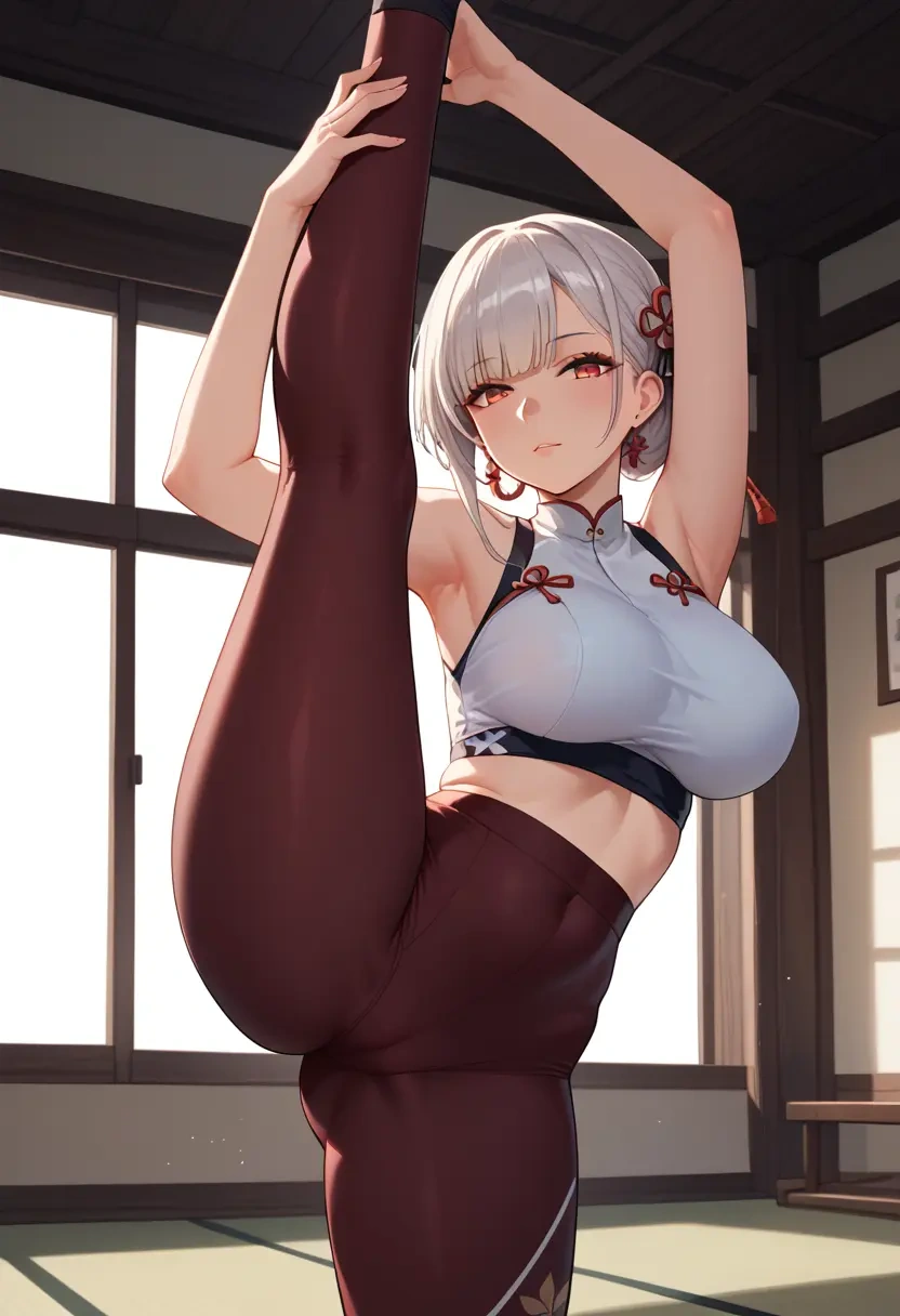 azur_lane,yamashiro_(azur_lane),yoga, standing split,sexy,  - 