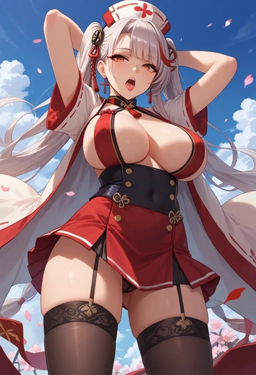 azur_lane,yamashiro_(azur_lane),nurse pantyhose,mini skirt, sexy  - AI generated anime art