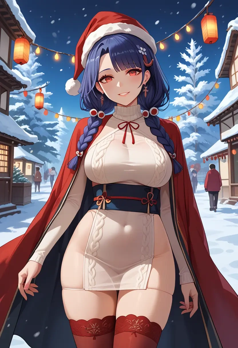 azur_lane,yamashiro_(azur_lane),Christmas,sweater dress,stockings  - 