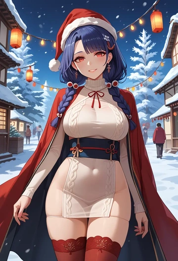 azur_lane,yamashiro_(azur_lane),Christmas,sweater dress,stockings  - AI generated anime art