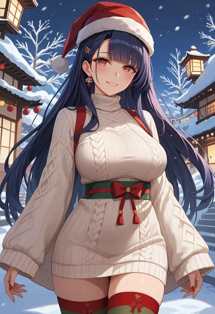 azur_lane,yamashiro_(azur_lane),Christmas,sweater dress,stockings  - 