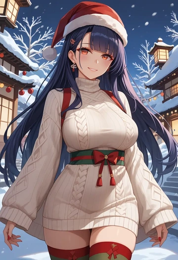 azur_lane,yamashiro_(azur_lane),Christmas,sweater dress,stockings  - AI generated anime art