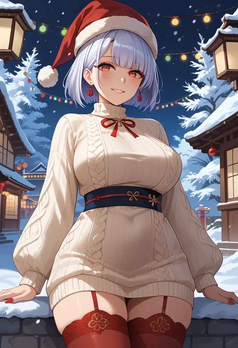 azur_lane,yamashiro_(azur_lane),Christmas,sweater dress,stockings  - 