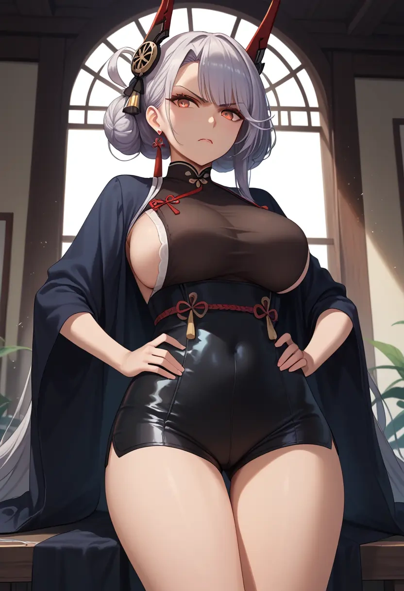 azur_lane,yamashiro_(azur_lane),leather,shorts  - 