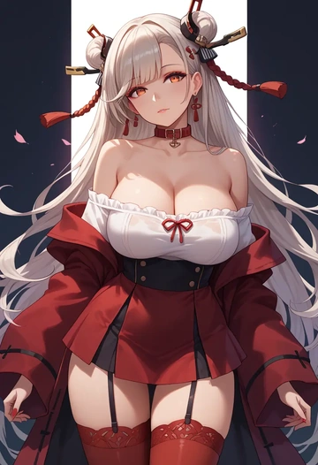 azur_lane,yamashiro_(azur_lane),collar,oversized,Thigh garters  - AI generated anime art