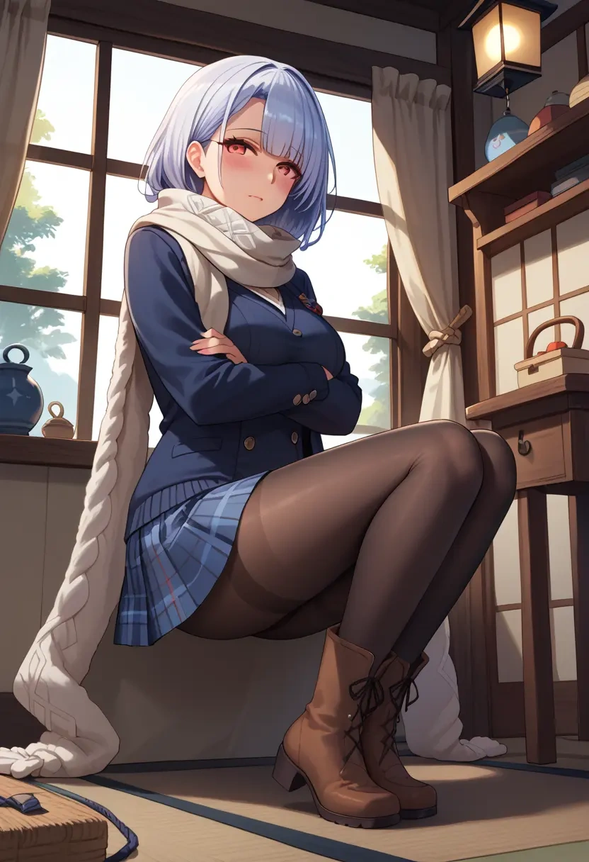 azur_lane,yamashiro_(azur_lane),winter,student uniform,down jacket  - 