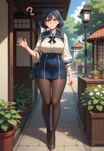 kantai_collection,yamashiro_(kancolle),shorts, pantyhose  - AI generated anime art