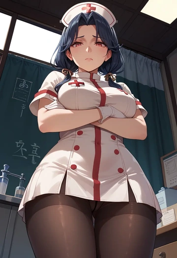 kantai_collection,yamashiro_(kancolle),nurse pantyhose,mini skirt, sexy  - AI generated anime art