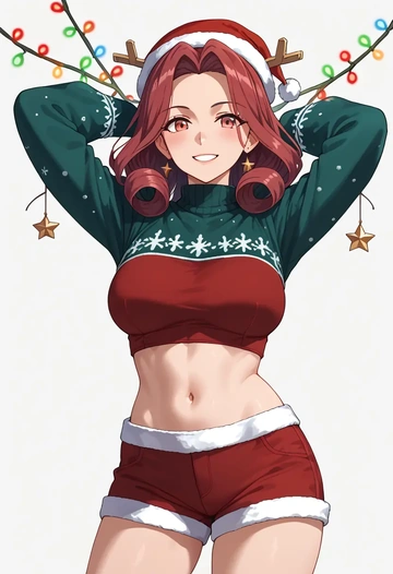 kantai_collection,yamashiro_(kancolle),Christmas,red velvet shorts  - AI generated anime art