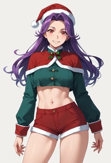 kantai_collection,yamashiro_(kancolle),Christmas,red velvet shorts  - AI generated anime art