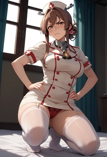 kantai_collection,yamato_(kancolle),nurse,stockings,sexy,panties  - AI generated anime art