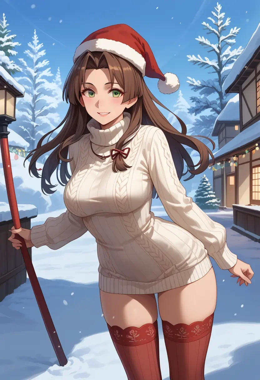 kantai_collection,yamato_(kancolle),Christmas,sweater dress,stockings  - 