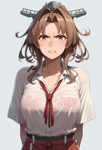 kantai_collection,yamato_(kancolle),tie-dye shirt,dolphin shorts  - AI generated anime art