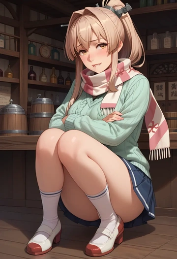 kantai_collection,yamato_(kancolle),spring,student uniform,knit sweater  - AI generated anime art