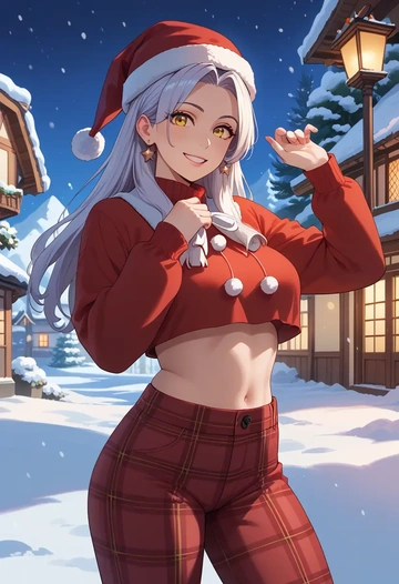 one_piece,yamato_(one_piece),Christmas,plaid trousers  - AI generated anime art