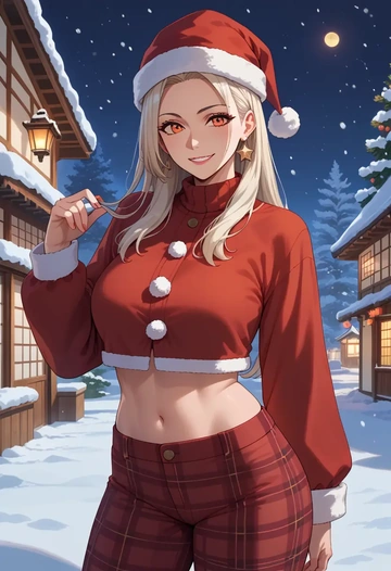 one_piece,yamato_(one_piece),Christmas,plaid trousers  - AI generated anime art