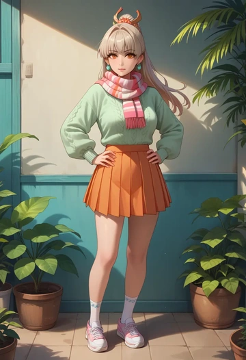 one_piece,yamato_(one_piece),spring,student uniform,knit sweater  - AI generated anime art