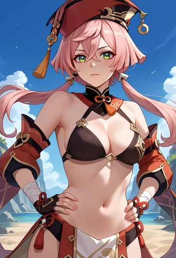 genshin_impact,yanfei_(genshin_impact),black bikini  - AI generated anime art