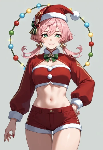 genshin_impact,yanfei_(genshin_impact),Christmas,red velvet shorts  - AI generated anime art