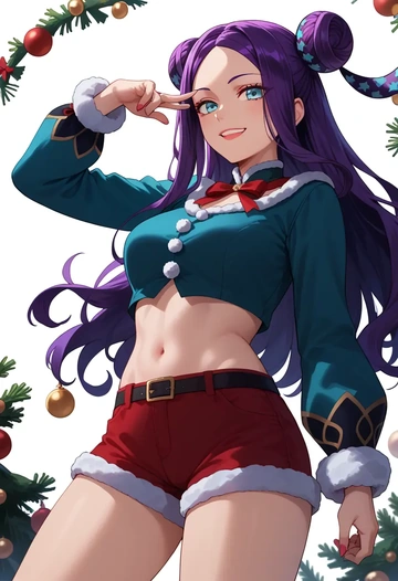 fate_(series),yang_guifei_(fate),Christmas,red velvet shorts  - AI generated anime art