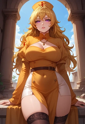 rwby,yang_xiao_long,nurse pantyhose,mini skirt, sexy  - AI generated anime art