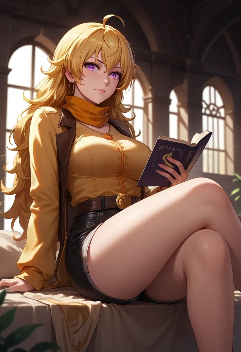 rwby,yang_xiao_long,leather,shorts  - 