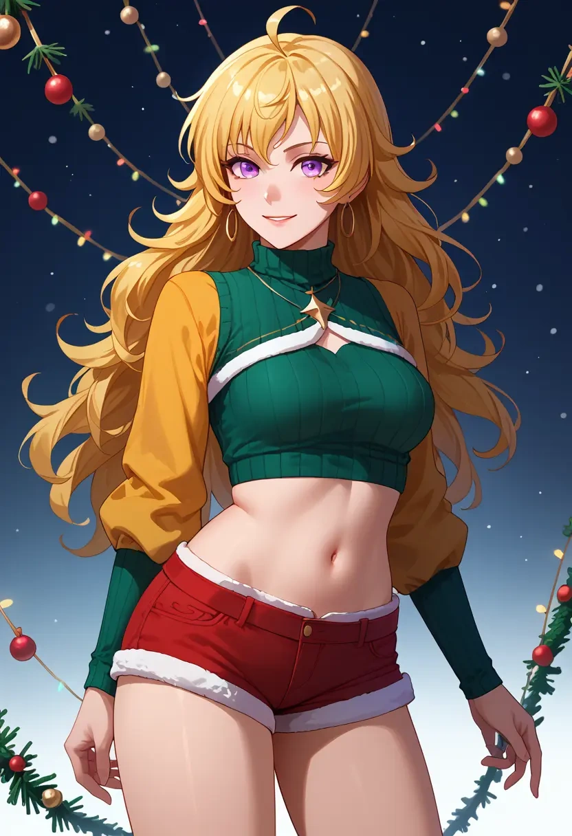 rwby,yang_xiao_long,Christmas,red velvet shorts  - 