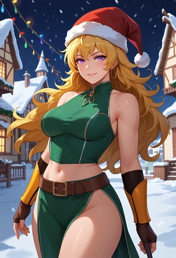 rwby,yang_xiao_long,Christmas,dress  - AI generated anime art