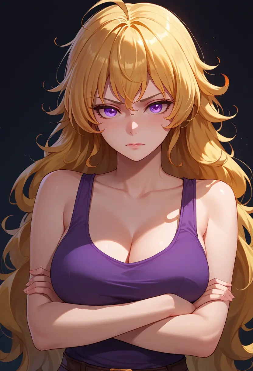 rwby,yang_xiao_long,tank top,mesh,cycling shorts  - 